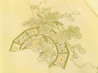 平和屋着物■中国三大刺繍　総相良刺繍　訪問着　葡萄蔦の葉文　暈し染め　金糸　正絹　逸品　BAAY3895hj