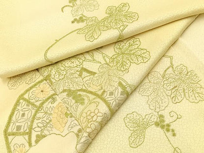 平和屋着物■中国三大刺繍　総相良刺繍　訪問着　葡萄蔦の葉文　暈し染め　金糸　正絹　逸品　BAAY3895hj