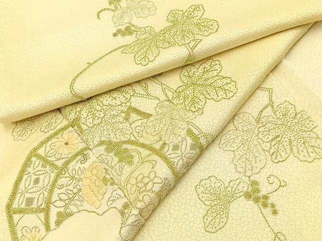 平和屋着物■中国三大刺繍　総相良刺繍　訪問着　葡萄蔦の葉文　暈し染め　金糸　正絹　逸品　BAAY3895hj