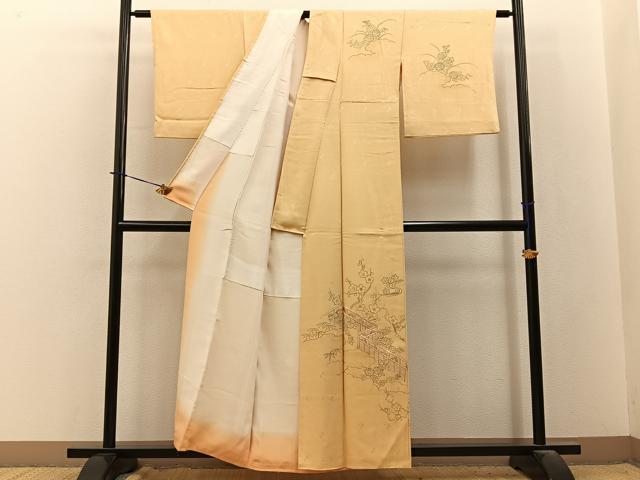 平和屋着物■中国三大刺繍　相良刺繍　訪問着　手描き　駒刺繍　竜田川花文　正絹　逸品　BAAY3897hj