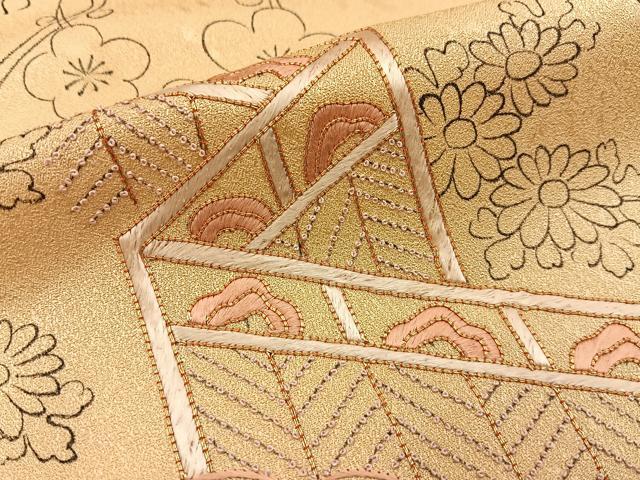 平和屋着物■中国三大刺繍　相良刺繍　訪問着　手描き　駒刺繍　竜田川花文　正絹　逸品　BAAY3897hj