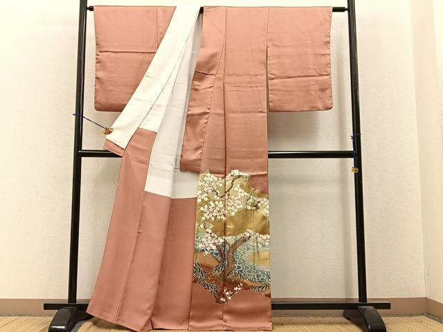 平和屋着物■豪華色留袖　作家物　流水桜文　金銀彩　正絹　逸品　BAAY3898hj