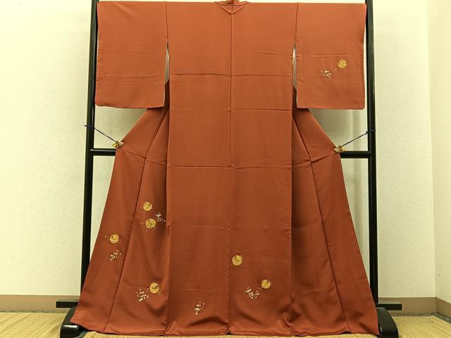 平和屋着物●訪問着　駒刺繍　手毬花文　金彩　ロング丈　正絹　逸品　BAAY3900hj
