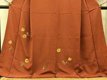 平和屋着物●訪問着　駒刺繍　手毬花文　金彩　ロング丈　正絹　逸品　BAAY3900hj