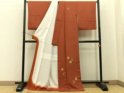 平和屋着物●訪問着　駒刺繍　手毬花文　金彩　ロング丈　正絹　逸品　BAAY3900hj