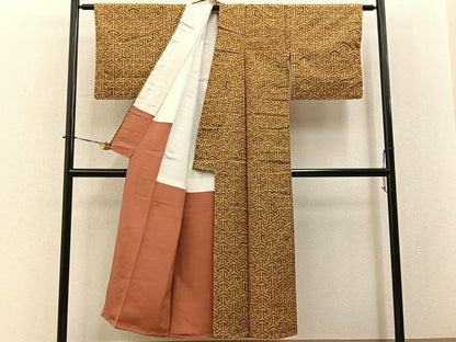 平和屋着物■上質な紬　吉祥文　正絹　逸品　未使用　BAAY3905hj