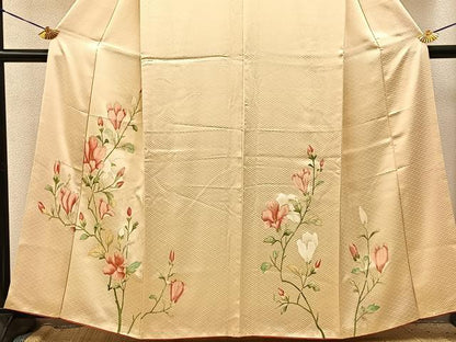 平和屋着物■訪問着　手描き　草花文　正絹　逸品　BAAY3908hj