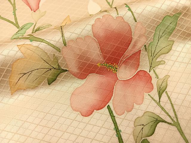 平和屋着物■訪問着　手描き　草花文　正絹　逸品　BAAY3908hj