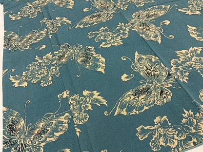 平和屋着物■上質な小紋　藍　型染め　花蝶文　正絹　逸品　BAAY3912hj