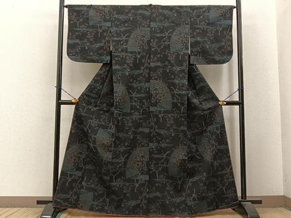 平和屋着物●本塩沢　エ霞枝花文　正絹　逸品　未使用　BAAY3916hj