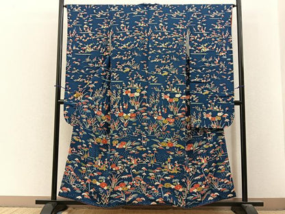 平和屋着物■豪華振袖　松竹梅　風景花文　鬼しぼ縮緬　正絹　逸品　未使用　BAAY3919hj