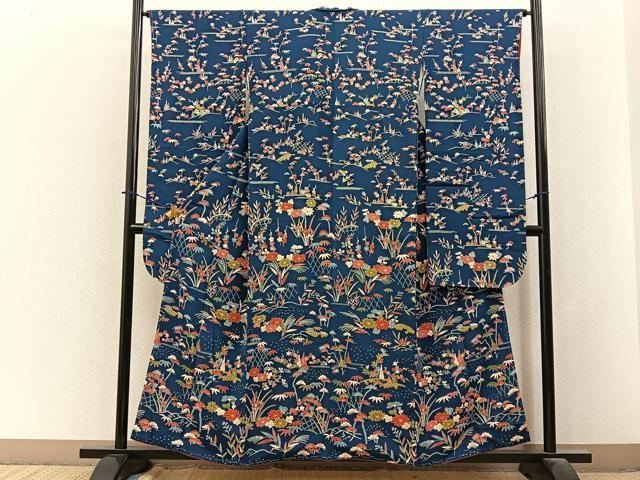 平和屋着物■豪華振袖　松竹梅　風景花文　鬼しぼ縮緬　正絹　逸品　未使用　BAAY3919hj