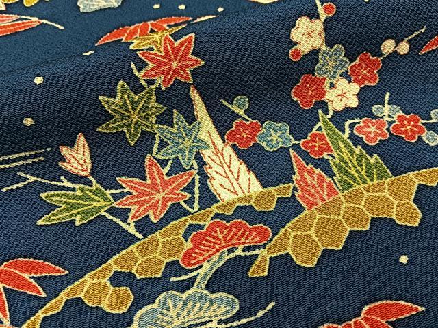 平和屋着物■豪華振袖　松竹梅　風景花文　鬼しぼ縮緬　正絹　逸品　未使用　BAAY3919hj