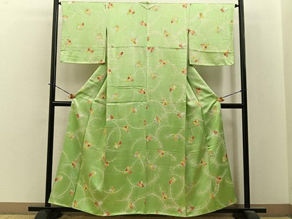 平和屋着物■上質な小紋　カトレア　正絹　逸品　未使用　BAAY3924hj