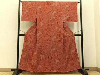平和屋着物■上質な小紋　総絞り　有職花文　正絹　逸品　未使用　BAAY3928hj