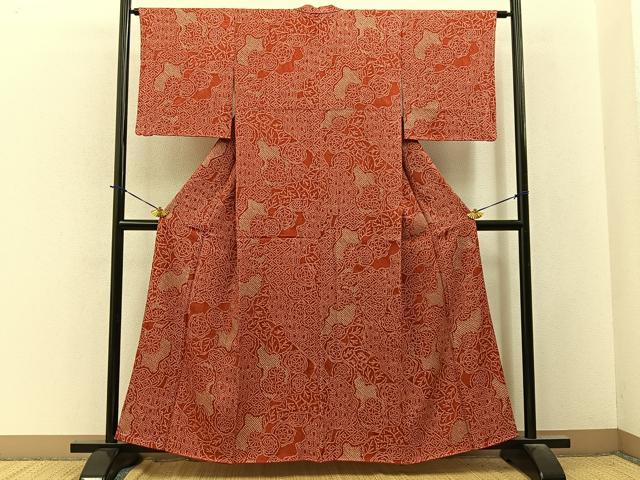 平和屋着物■上質な小紋　総絞り　有職花文　正絹　逸品　未使用　BAAY3928hj