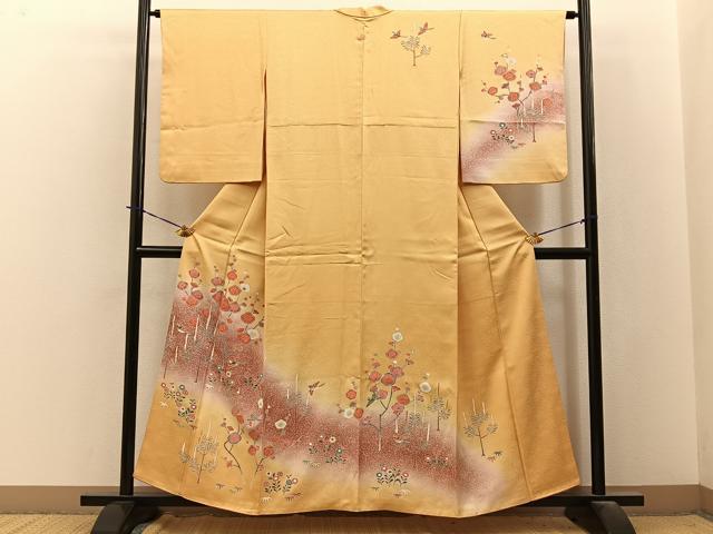 平和屋着物■訪問着　花鳥文　暈し染め　金彩　正絹　逸品　BAAY3929hj