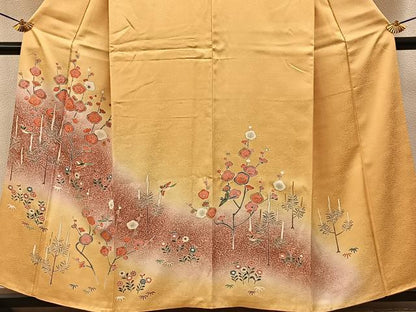 平和屋着物■訪問着　花鳥文　暈し染め　金彩　正絹　逸品　BAAY3929hj