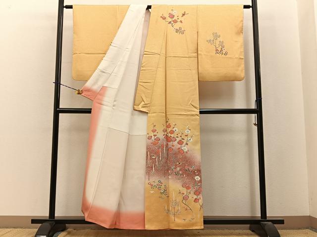 平和屋着物■訪問着　花鳥文　暈し染め　金彩　正絹　逸品　BAAY3929hj