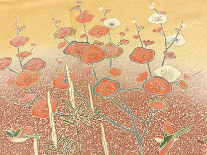平和屋着物■訪問着　花鳥文　暈し染め　金彩　正絹　逸品　BAAY3929hj