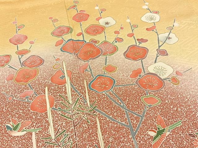 平和屋着物■訪問着　花鳥文　暈し染め　金彩　正絹　逸品　BAAY3929hj