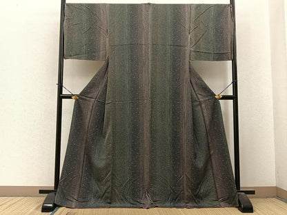 平和屋着物●上質な小紋　鹿の子間道　正絹　逸品　BAAY3933hj