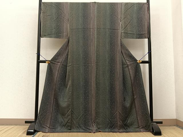 平和屋着物●上質な小紋　鹿の子間道　正絹　逸品　BAAY3933hj