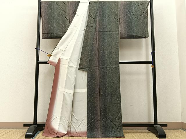 平和屋着物●上質な小紋　鹿の子間道　正絹　逸品　BAAY3933hj