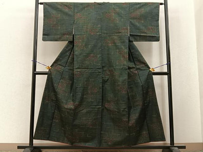 平和屋着物■本場大島紬　7マルキ　横段花文　正絹　逸品　BAAY3935hj