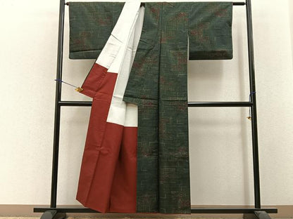 平和屋着物■本場大島紬　7マルキ　横段花文　正絹　逸品　BAAY3935hj