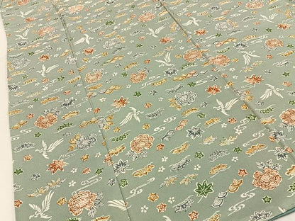 平和屋着物■上質な小紋　型染め　花鳥文　正絹　逸品　BAAY3938hj