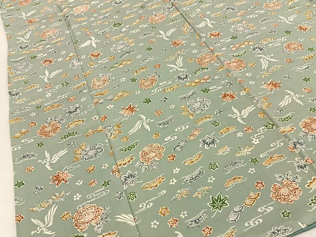 平和屋着物■上質な小紋　型染め　花鳥文　正絹　逸品　BAAY3938hj