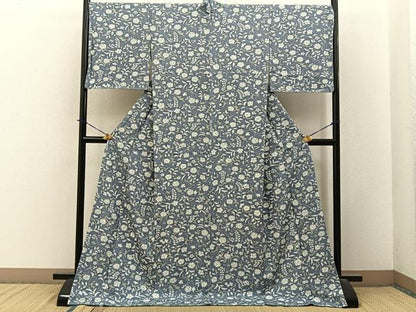 平和屋着物●上質な小紋　辻が花　健勝苑扱い　ロング丈　正絹　逸品　未使用　BAAY3939hj