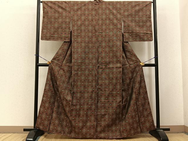 平和屋着物■本場大島紬　吉祥文　反端付き　正絹　逸品　未使用　BAAY3941hj