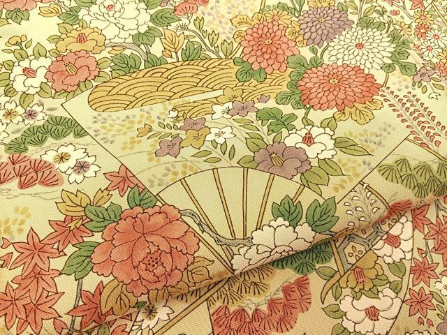 平和屋着物■上質な小紋　扇面花文　ロング丈　正絹　逸品　BAAY3944hj