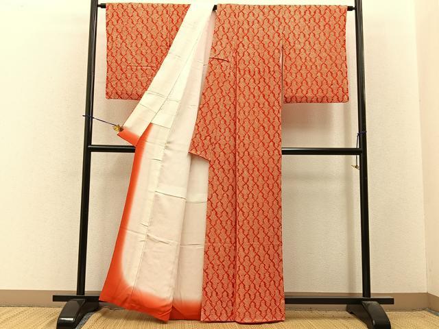 平和屋着物■上質な小紋　総絞り　松皮菱　正絹　逸品　BAAY3946hj