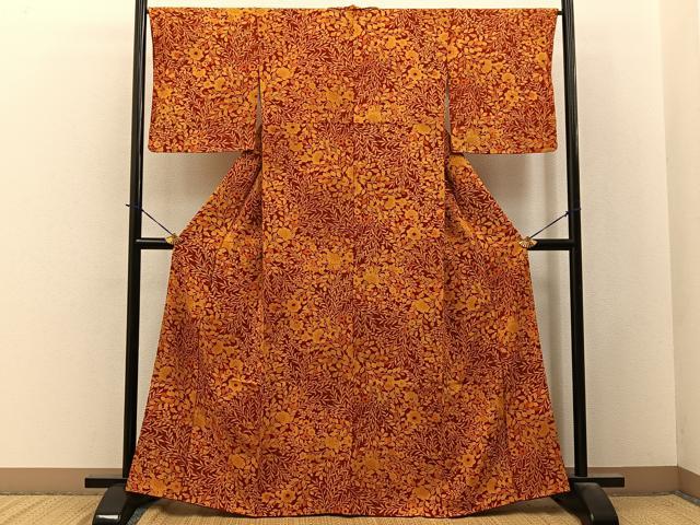 平和屋着物■上質な小紋　草花文　正絹　逸品　BAAY3947hj