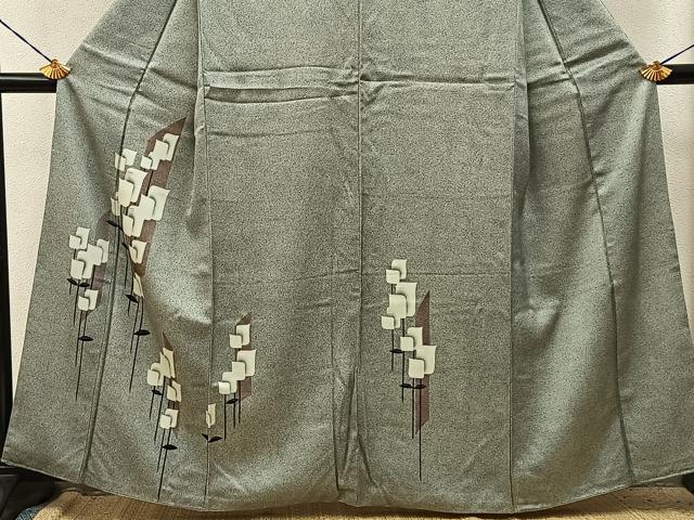 平和屋着物■訪問着　草花文　たたき染め　正絹　逸品　BAAY3948hj