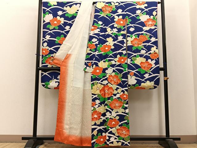 平和屋着物■豪華振袖　駒刺繍　椿　金彩　正絹　逸品　BAAY3949hj