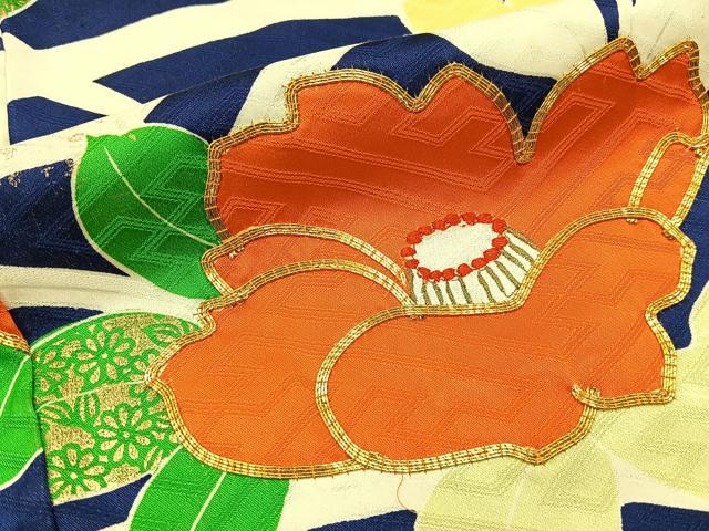 平和屋着物■豪華振袖　駒刺繍　椿　金彩　正絹　逸品　BAAY3949hj