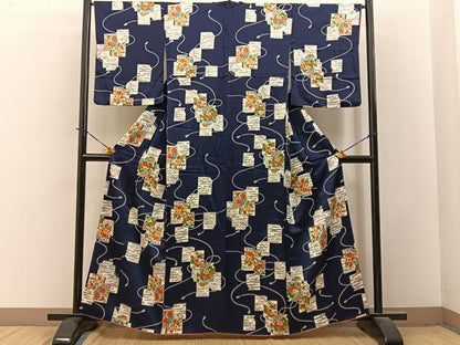平和屋着物■上質な小紋　破れ色紙花文　正絹　逸品　BAAY3950hj