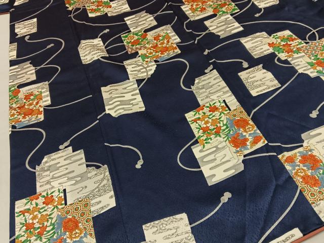 平和屋着物■上質な小紋　破れ色紙花文　正絹　逸品　BAAY3950hj