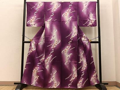 平和屋着物■上質な小紋　草花文　暈し染め　正絹　逸品　BAAY3952hj