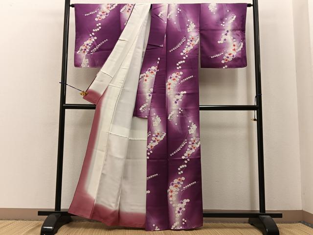 平和屋着物■上質な小紋　草花文　暈し染め　正絹　逸品　BAAY3952hj