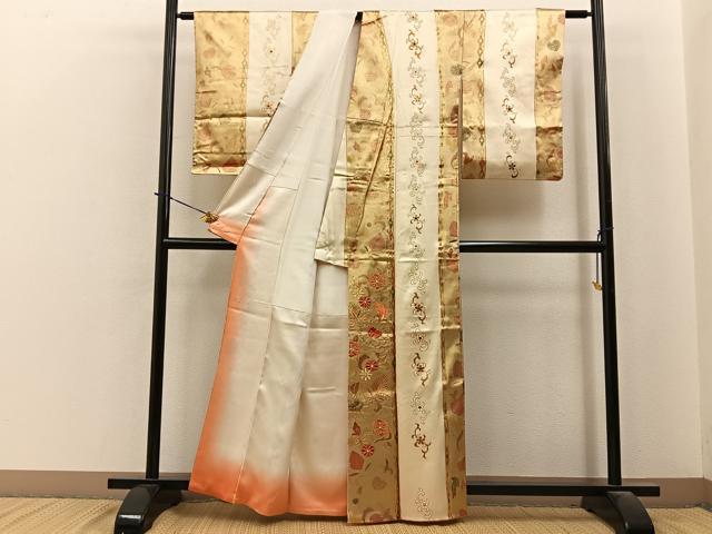平和屋着物■訪問着　駒刺繍　更紗花唐草文　金彩　正絹　逸品　BAAY3953hj
