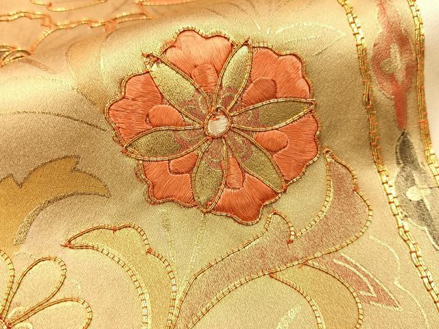平和屋着物■訪問着　駒刺繍　更紗花唐草文　金彩　正絹　逸品　BAAY3953hj