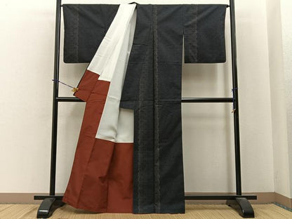 平和屋着物●本場大島紬　アンサンブル　麻の葉文様　証紙付き　正絹　逸品　BAAY3958hj