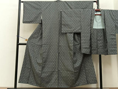 平和屋着物■上質な紬　アンサンブル　7マルキ　蜀江文様　正絹　逸品　BAAY3959hj