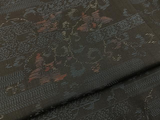平和屋着物●本場大島紬　アンサンブル　エ霞花唐草文　正絹　逸品　BAAY3960hj