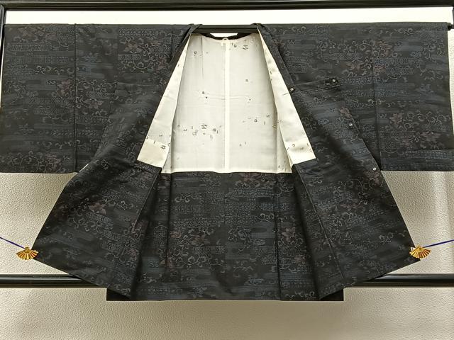 平和屋着物●本場大島紬　アンサンブル　エ霞花唐草文　正絹　逸品　BAAY3960hj